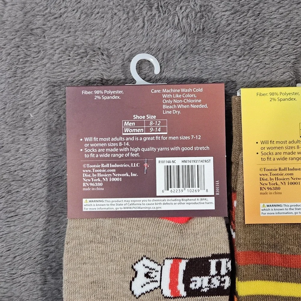 Tootsie Roll & Pops Crew‎ 2 Pair Socks Novelty Design Adult One Size